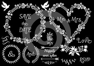 Floral wedding frames, vector set