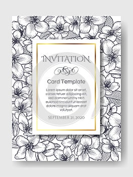 Floral wedding invitation elegant card template