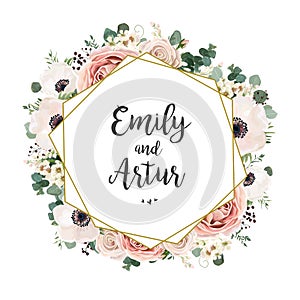 Floral Wedding Invitation elegant invite card vector Design: gar