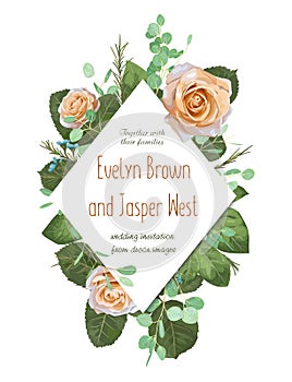 Floral Wedding Invitation elegant invite card vector Design: gar