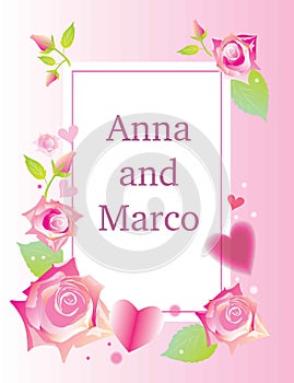 Floral Wedding Invitation elegant invite card vector Design: garden flower pink