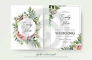 Floral Wedding Invitation elegant invite, thank you, rsvp card v photo