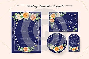 Floral Wedding Invitation elegant invite, thank you, rsvp, Save the Date, Bridal Shower card