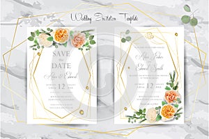 Floral Wedding Invitation, thank you, rsvp, Save the Date, Bridal Shower, marriage day, cards template set, watercolor