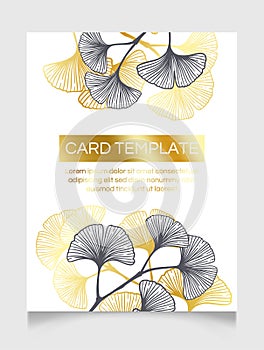 Floral wedding invitation golden elegant card template