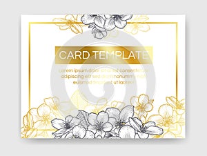 Floral wedding invitation golden elegant card template