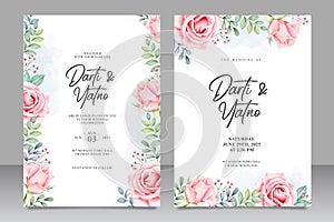 Floral wedding invitation set template -watercolor photo