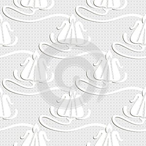 Floral white 3d seamless pattern. Vector lace background. Modern abstract ornament with white flowers. Ornate repeat texture.