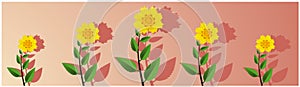 Floral wide panoramic floral blossoms vector illustration can be used as wall painting