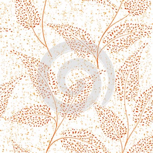 Floral winter seamless pattern. Snow forest texture. Snowy branches with dotted leaves winter holiday christmas background