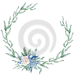 Floral winter wreath illustration. Christmas Decoration Print Design Template