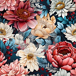 Floral wonderland watercolor Seamless Patterns, Generative AI