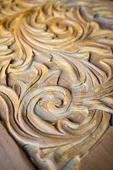 Floral wood carving