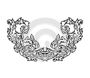 Floral wreath branches set. Decorative elements at engraving style.