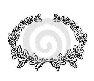 Floral wreath branches set. Decorative elements at engraving style.