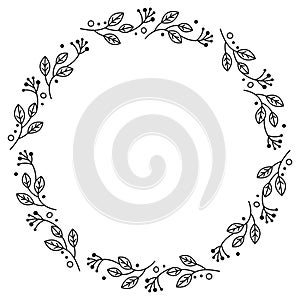 Floral wreath in line art style