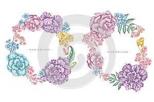 Floral Wreath of pastel wax flower, forget me not flower, tansy, ardisia, brassica, decorative cabbage