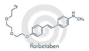 Florbetaben radiopharmaceutical molecule. Used for imaging of beta-amyloid plaques in Alzheimer`s disease by PET. Skeletal formul