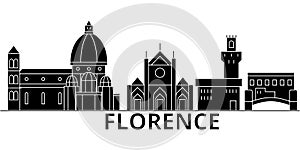 Florence architecture vector city skyline, travel cityscape with landmarks, buildings, isolated sights on background