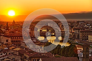 Florence, Arno River and Ponte Vecchio, Italy photo