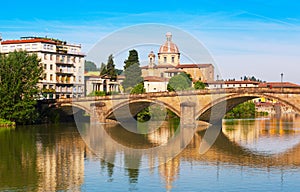 Florence, bridge through the river Arno