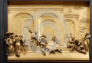 Florence cathedral, Baptistry of Saint John, Gates of Paradise, Isaac with Esau and Jacob