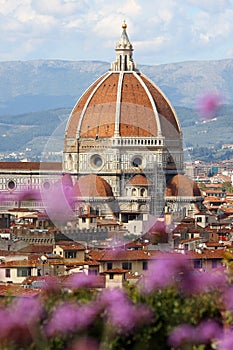 Florence cathedral with flowers