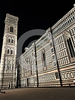 Florence Cathedral, formally the Cattedrale di Santa Maria del Fiore and Giotto`s bell tower campanile photo
