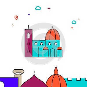 Florence Cathedral, Italy filled line icon, simple illustration