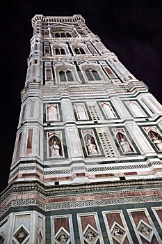 Florence Cathedral tower at night, Italy