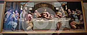 Florence city italy painting ultima cena by Vasari painter in cathedral Santa Croce