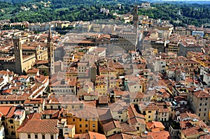 Florence city top view with old buildings , Italy