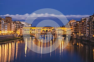 Florence city.View of Ponte Vecchio bridge in Italy