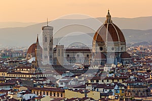 Florence, cityscape and Cathedral and Brunelleschi Dome