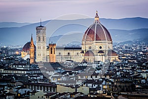 Florence, cityscape and Cathedral and Brunelleschi Dome