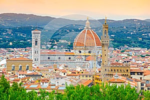 Florence cityscape with cathedral Duomo Santa Maria del Fiore, Florence, Italy