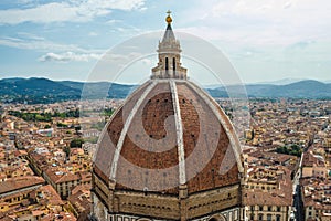 Florence cityscape with the dome of Florence Cathedral Santa Maria del Fiore.