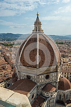Florence cityscape with the dome of Florence Cathedral Santa Maria del Fiore.
