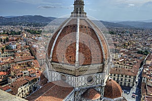 Florence cityscape with the dome of Florence Cathedral Santa Maria del Fiore.