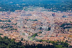 The Florence dome in a far away panorama from Fiesole