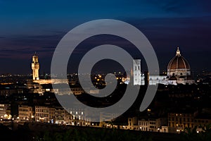 Florence at dusk city center panorama