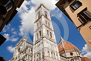 Florence, fasade of Florence Cathedral, Giotto tower, Brunnaleski dome