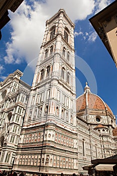 Florence, fasade of Florence Cathedral, Giotto tower, Brunnaleski dome