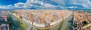 Florence firenze aerial panoramic shot from drone at the day
