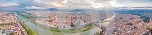 Florence firenze aerial panoramic shot from drone at the day