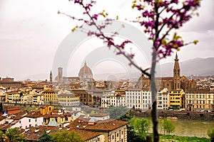 Florence or Firenze, Italy. Cityscape in a cloudy early spring day.