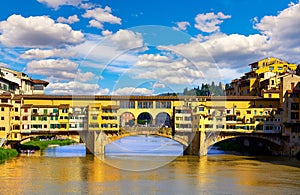 Florence (Firenze Italy. Panoramic view to ancient bridge