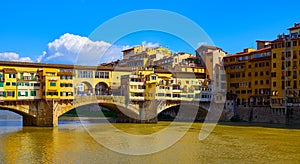 Florence (Firenze Italy. Panoramic view to ancient bridge