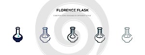 Florence flask icon in different style vector illustration. two colored and black florence flask vector icons designed in filled,