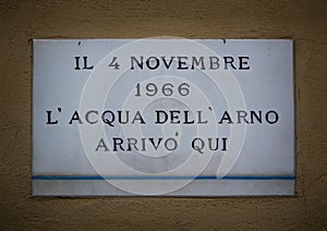 Florence flood memorial plate